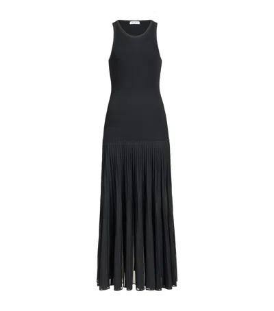 Alaïa Knitted Pleated Maxi Dress In Black
