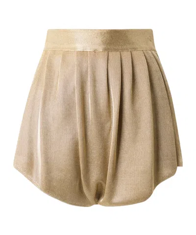 Alaïa Gathered Metallic Knitted Shorts In Gold