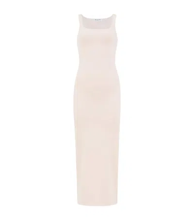 Alaïa Knitted Scoop-neck Midi Dress In Pink