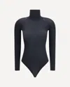 Alaïa Knitted Second-skin Effect Bodysuit With High Neck In Blue