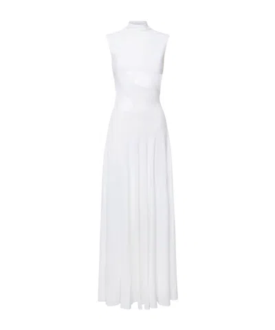 Alaïa Knitted Sleeveless Midi Dress In White