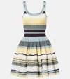 Alaïa Womens Scoop-neck Crinoline Ribbed-knit Mini Dress Multicolor Jaune In Multi