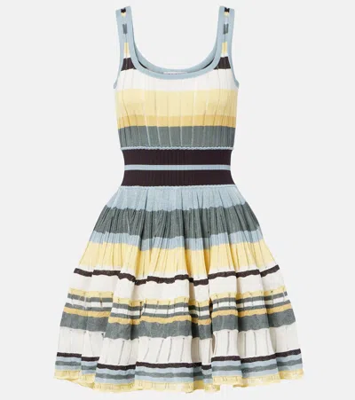 Alaïa Knitted Striped Minidress In Multi