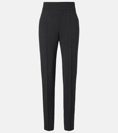 Alaïa Knitted Wool-blend Tapered Pants In Gray