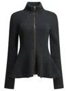 Alaïa Ribbed Wool And Cashmere-blend Peplum Zip-up Cardigan In Black