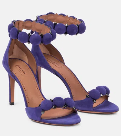 Alaïa Bombe 90 Suede Sandals In Purple