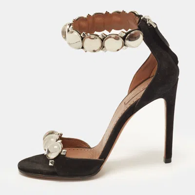 Pre-owned Alaïa La Bombe Size 35 Black Suede Ankle Strap Sandals