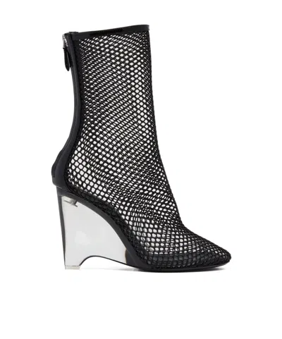 Alaïa La Cage 100mm Mesh Wedge Boots In Black