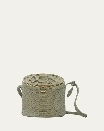 Alaïa La Canette Shoulder Bag In Snakeskin In Green