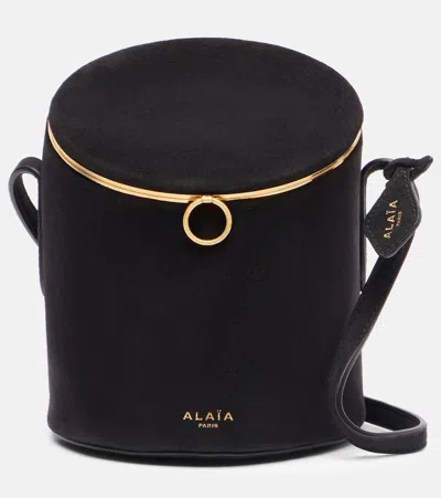 Alaïa La Canette Small Suede Bucket Bag In Black