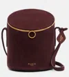 Alaïa La Canette Small Suede Bucket Bag In Burgundy