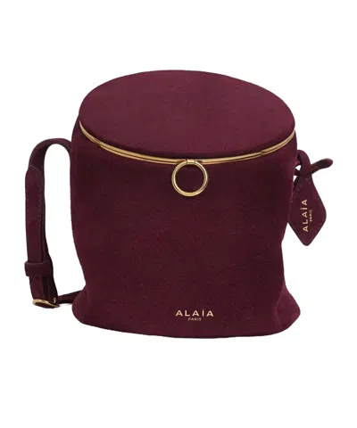 Alaïa La Canette Small Suede Shoulder Bag In Brown