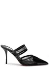 ALAÏA ALAÏA LA COEUR 90 MESH AND PATENT LEATHER MULES