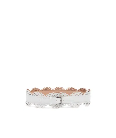 Alaïa Lace-effect Belt In Nude