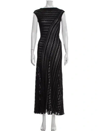 Pre-owned Alaïa Lace Pattern Long Dress W/ Tags In Black