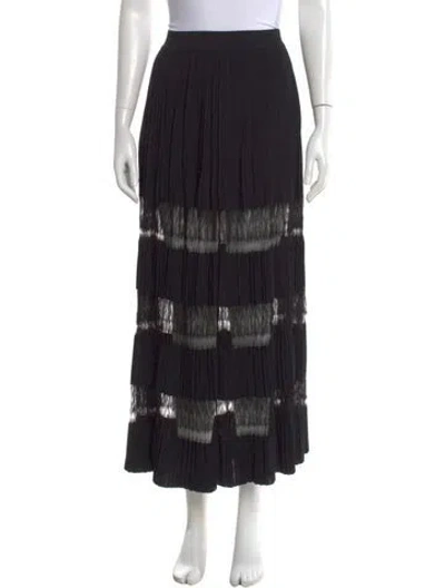 Pre-owned Alaïa Lace Pattern Long Skirt In Black