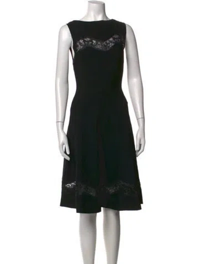 Pre-owned Alaïa Lace Pattern Midi Length Dress In Black