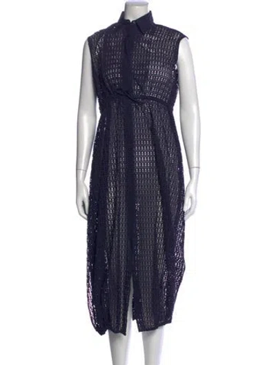 Pre-owned Alaïa Lace Pattern Midi Length Dress In Blue