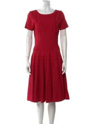Pre-owned Alaïa Lace Pattern Midi Length Dress In Red