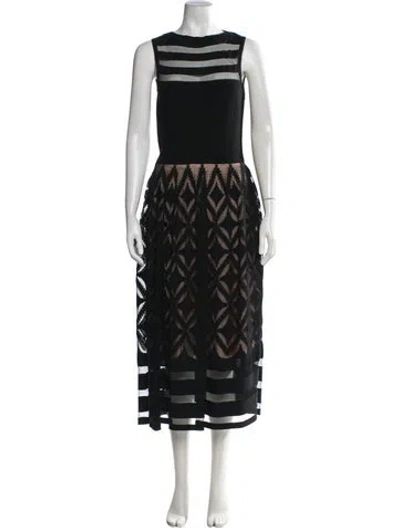 Pre-owned Alaïa Lace Pattern Midi Length Dress W/ Tags In Black