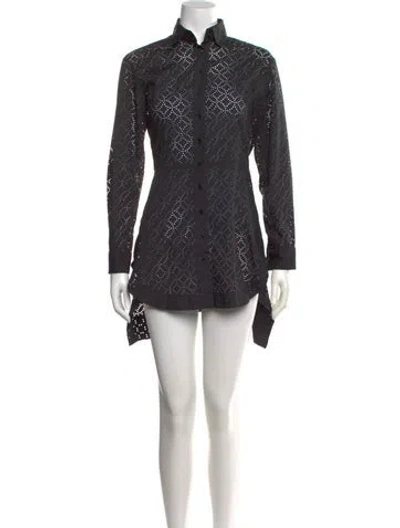 Pre-owned Alaïa Lace Pattern Mini Dress In Black