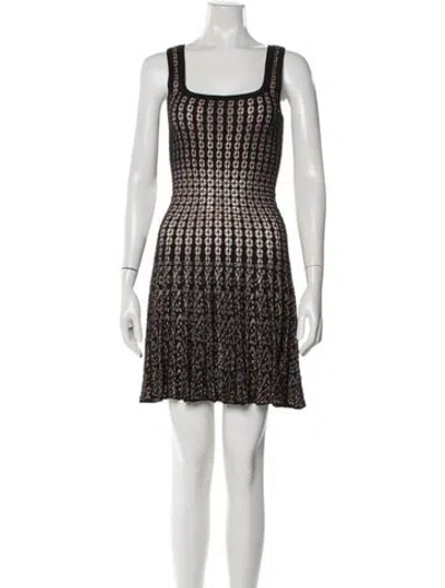 Pre-owned Alaïa Lace Pattern Mini Dress In Black