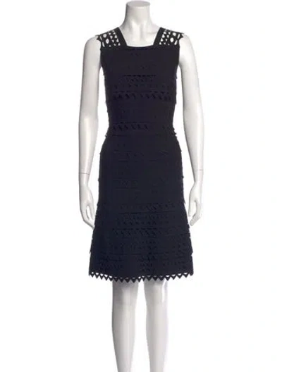 Pre-owned Alaïa Lace Pattern Mini Dress In Blue