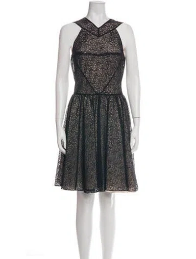 Pre-owned Alaïa Lace Pattern Mini Dress In Green
