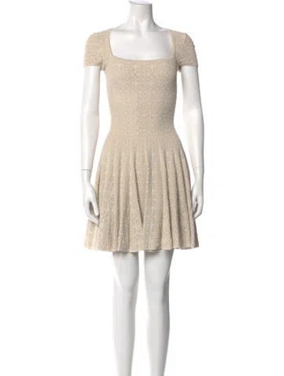 Pre-owned Alaïa Lace Pattern Mini Dress In Neutral
