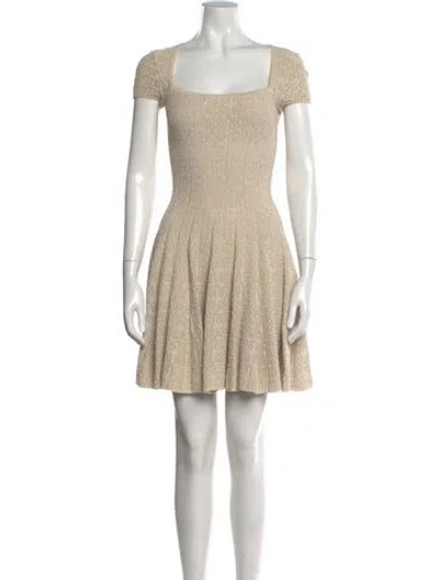 Pre-owned Alaïa Lace Pattern Mini Dress In Neutrals