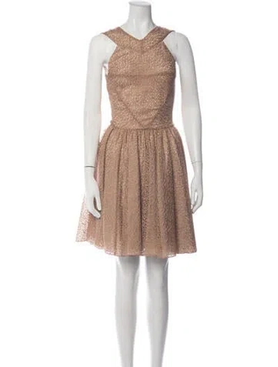 Pre-owned Alaïa Lace Pattern Mini Dress In Pink