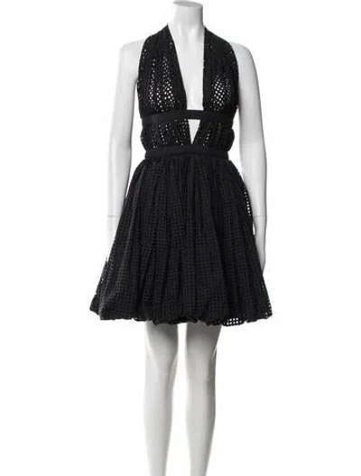 Pre-owned Alaïa Lace Pattern Mini Dress W/ Tags In Blue