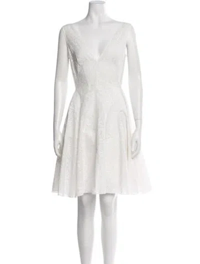 Pre-owned Alaïa Lace Pattern Mini Dress In White