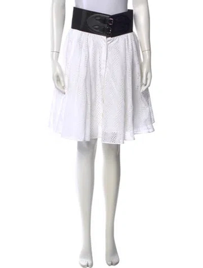 Pre-owned Alaïa Lace Pattern Mini Skirt In White