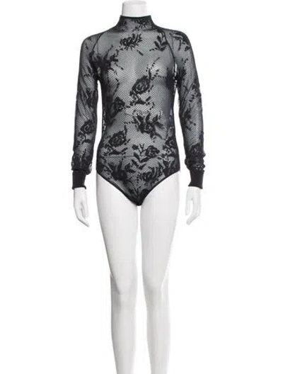 Pre-owned Alaïa Lace Pattern One-piece In Black