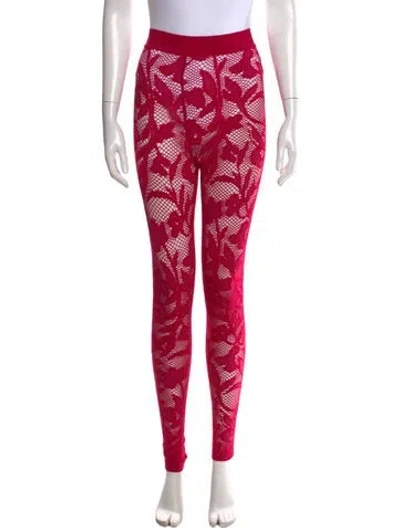 Pre-owned Alaïa Lace Pattern Skinny Leg Pants In Pink
