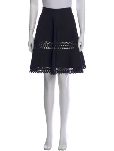 Pre-owned Alaïa Lace Trim Embellishment Knee-length Skirt In Black