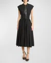 Shop Alaïa Lace-up Belted Midi Dress In Noir Alaia