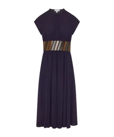 Alaïa Lace-up Midi Dress In Blue