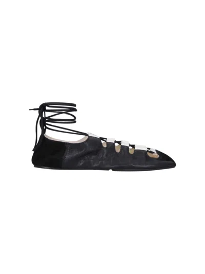 Alaïa Laced Ballerinas In Black