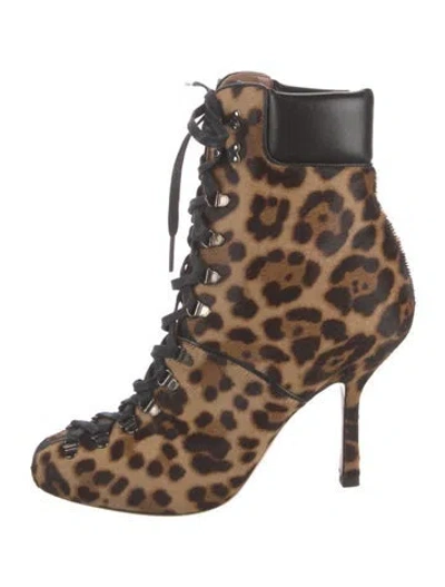 Pre-owned Alaïa Lace-up Ponyhair Heel Boots Ponyhair Lace-up Boots In Brown