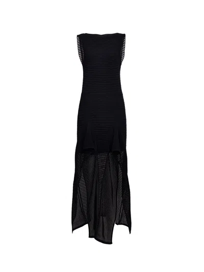 Alaïa Ladder Cotton Blend Dress In Black