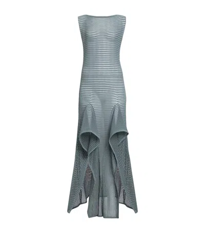 Alaïa Ladder-knit Maxi Dress In Green