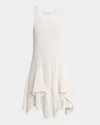 Alaïa Ladder Knit Sleeveless Ruffle-slits Midi Dress In White