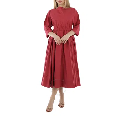 Alaïa Alaia Ladies Flared Openwork Poplin Dress In Red