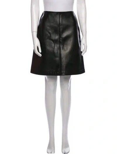 Pre-owned Alaïa Lamb Leather Knee-length Skirt In Black