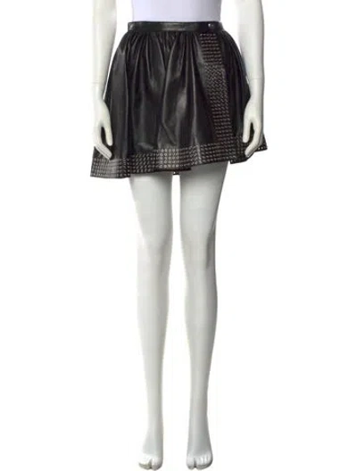 Pre-owned Alaïa Lamb Leather Mini Skirt In Black