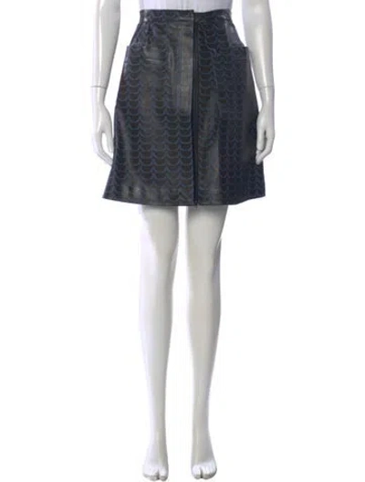 Pre-owned Alaïa Lamb Leather Mini Skirt W/ Tags In Blue