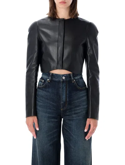 Alaïa Alaia Lamb Leather Tailored Jacket With Sculpted Fitted Silhouette In Nero