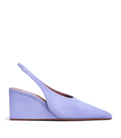 Alaïa Lamb Suede Cube Slingback Wedges 75 In Purple